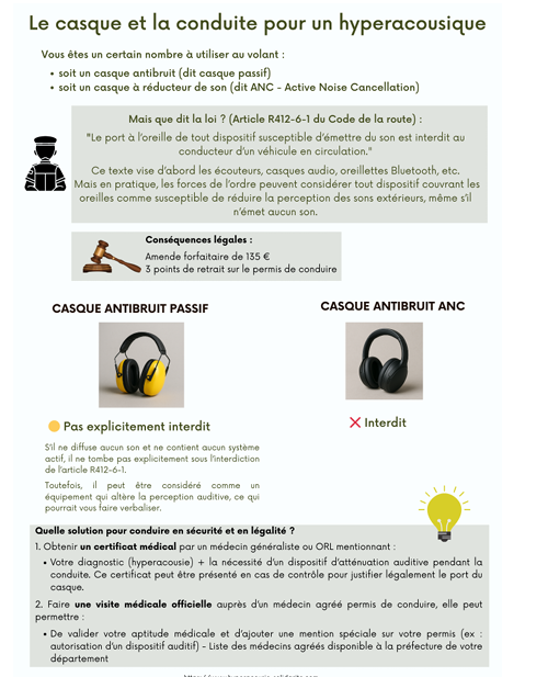 Casque et conduite hyperacousique
